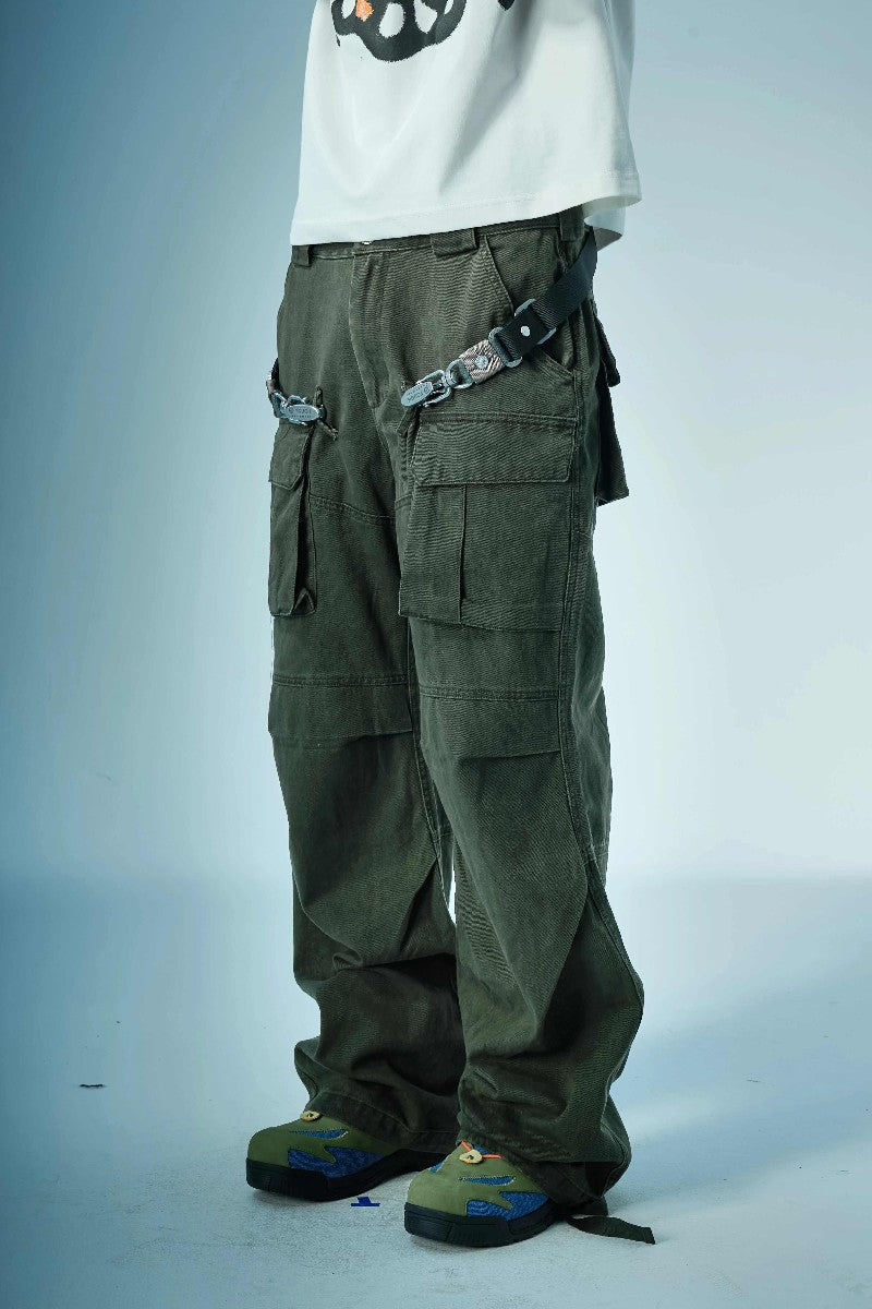 Washed Structured Cargo Pants