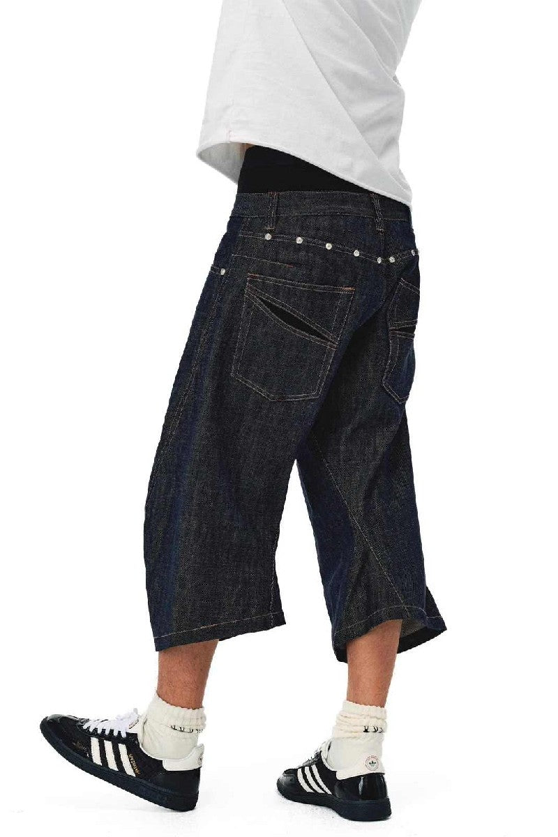 Studded Raw Denim Short Jeans