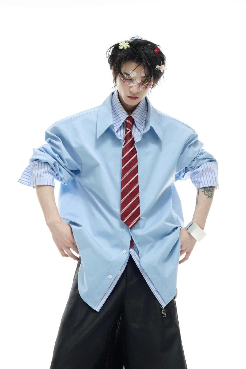 Striped Colorblock Layered Shirt