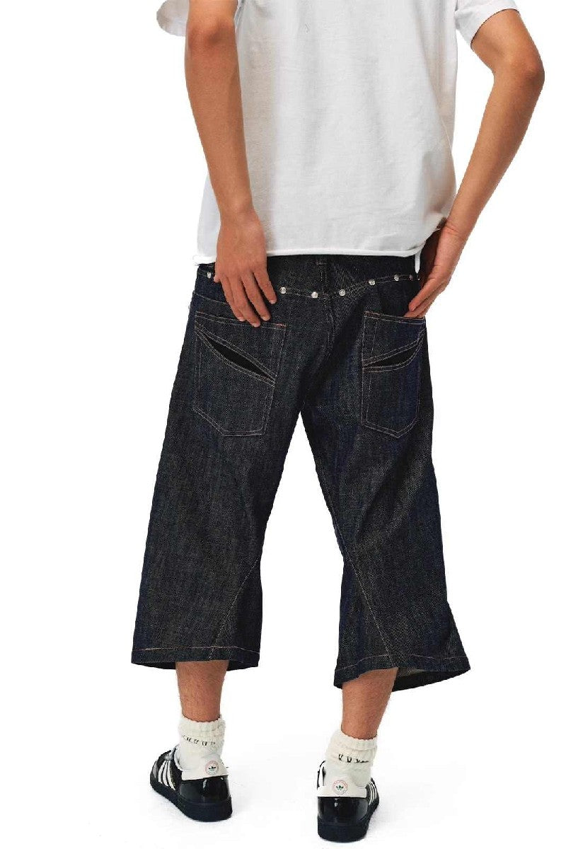 Studded Raw Denim Short Jeans