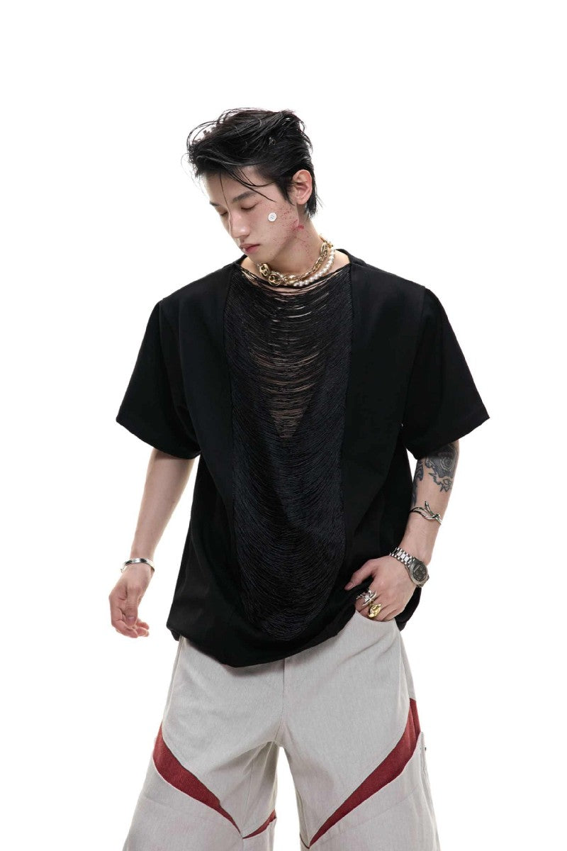 Cutout V-Neck Boxy Tee