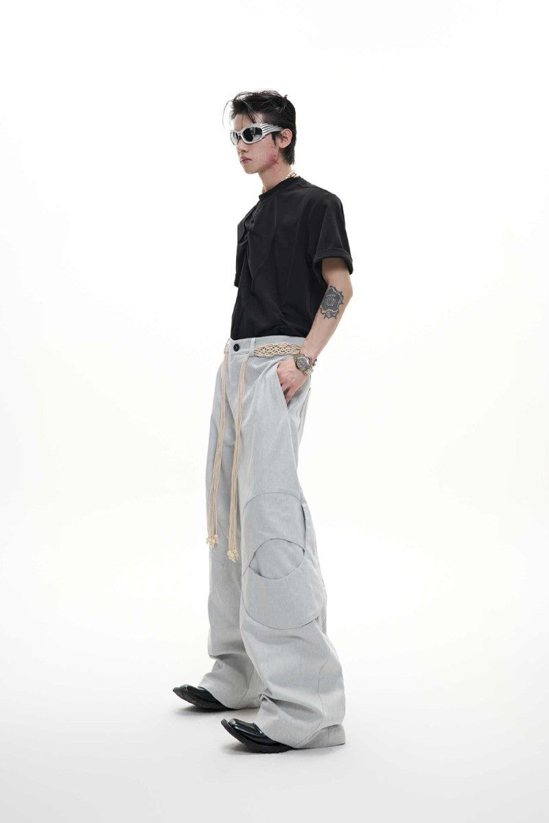 Belted Straight Cut Denim Jeans