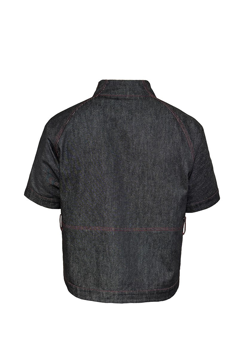 Raw Denim Stand Collar Shirt