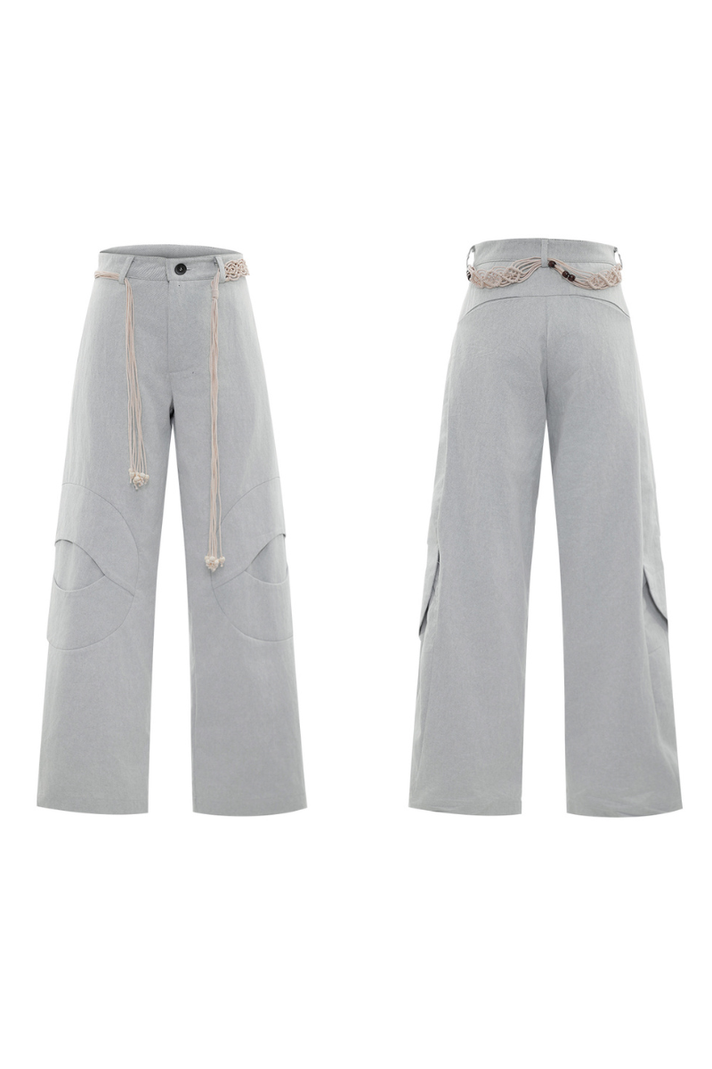 Belted Straight Cut Denim Jeans