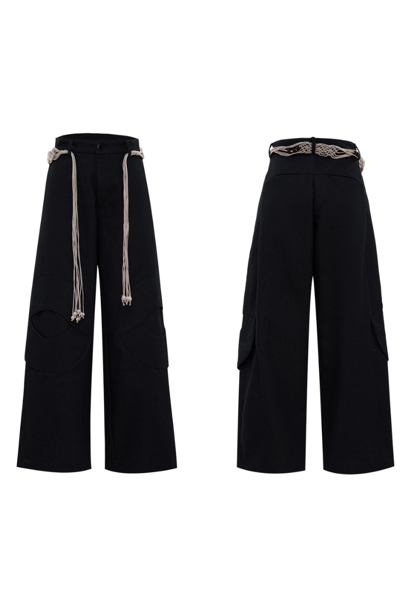 Belted Straight Cut Denim Jeans