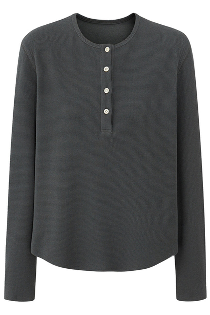 Waffle Henley Long Sleeve Tee