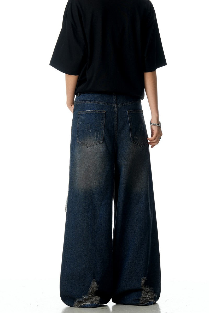 Blue Ripped Washed Jeans