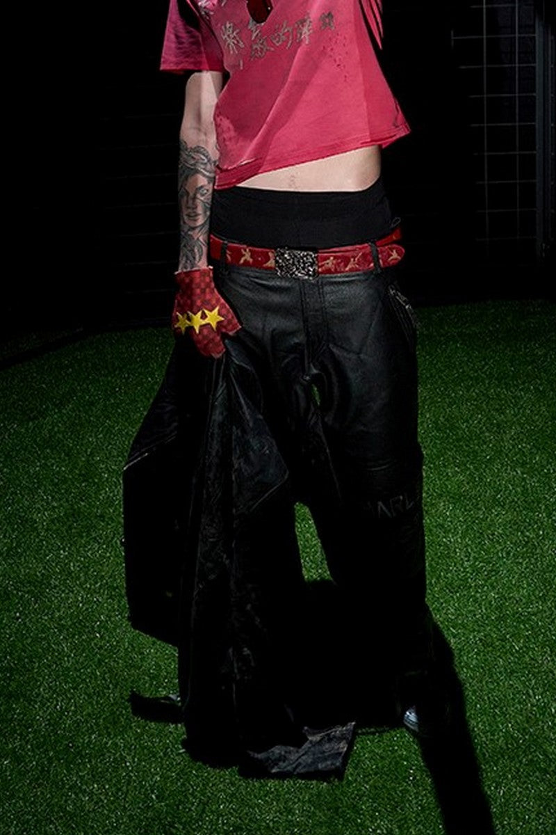 Star Checkered Fingerless Gloves