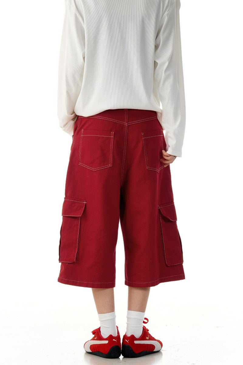 Red Stitch Cargo Shorts