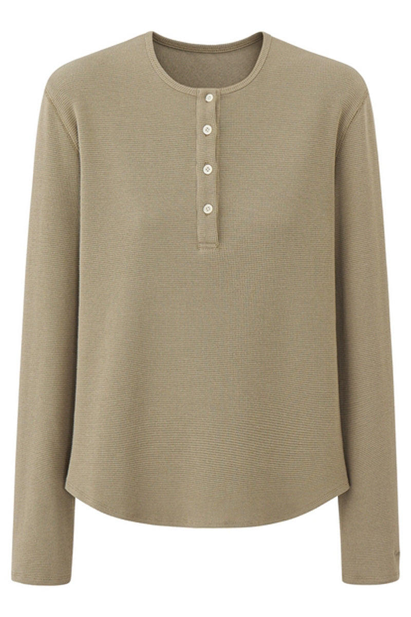 Waffle Henley Long Sleeve Tee