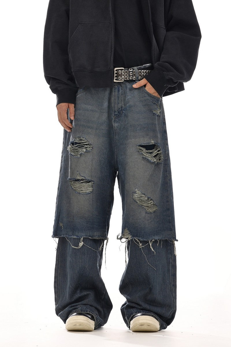 Vintage Deconstructed Patchwork Jeans
