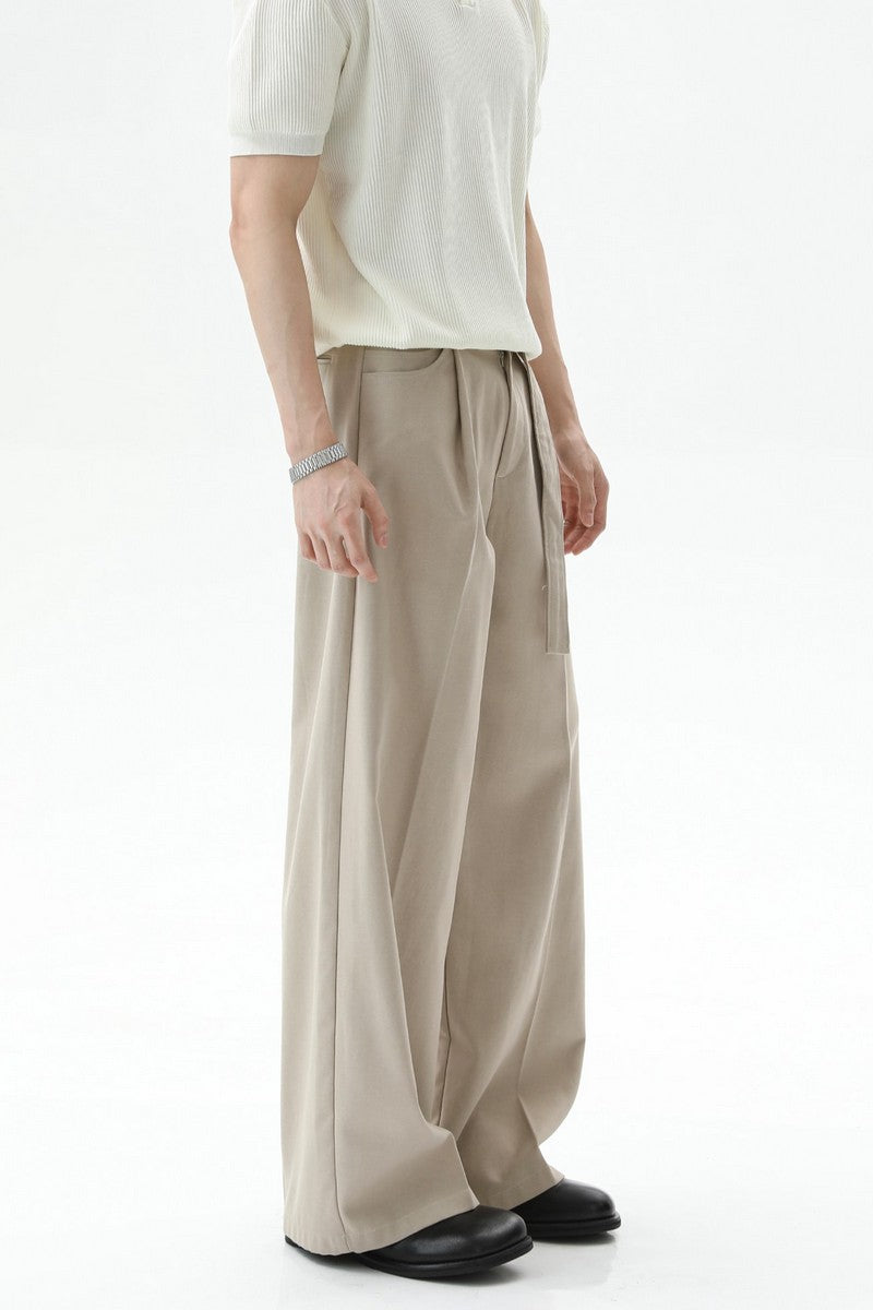 Detachable Belt Wide Leg Trousers