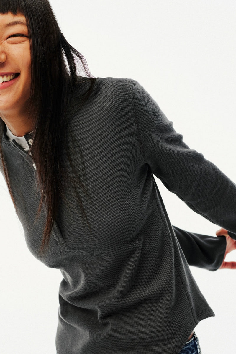 Waffle Henley Long Sleeve Tee