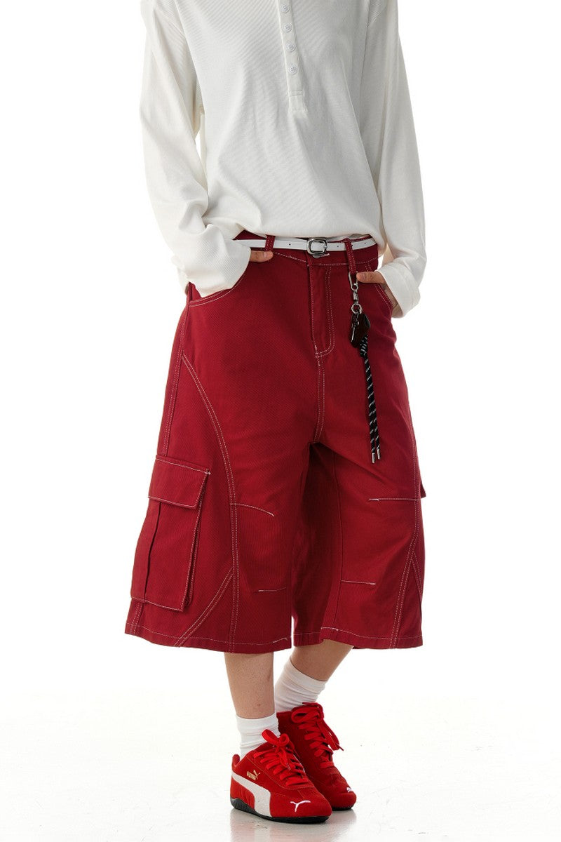 Red Stitch Cargo Shorts