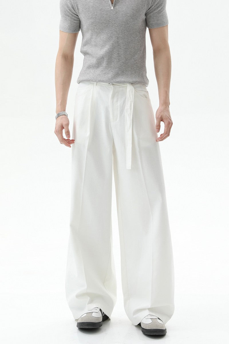 Detachable Belt Wide Leg Trousers