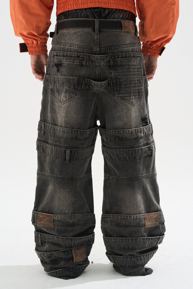 Washed Grey Baggy Jeans