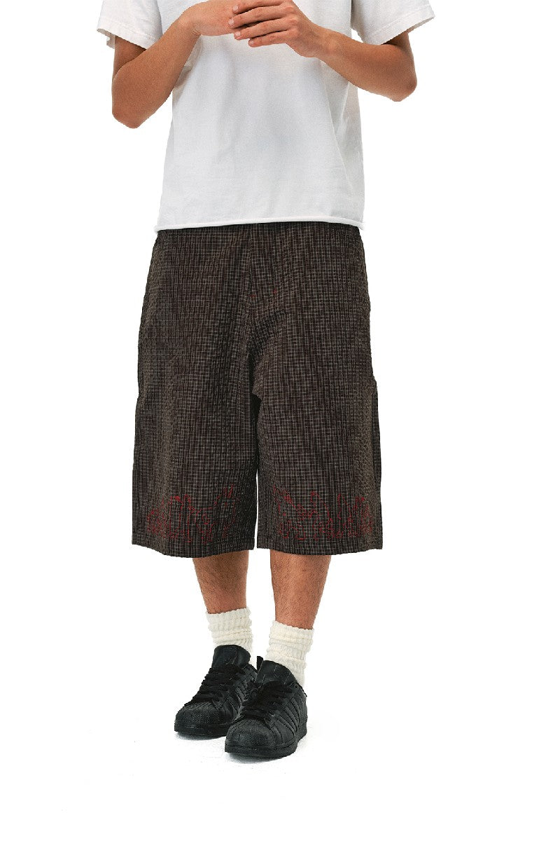 Vintage Plaid Embroidered Shorts