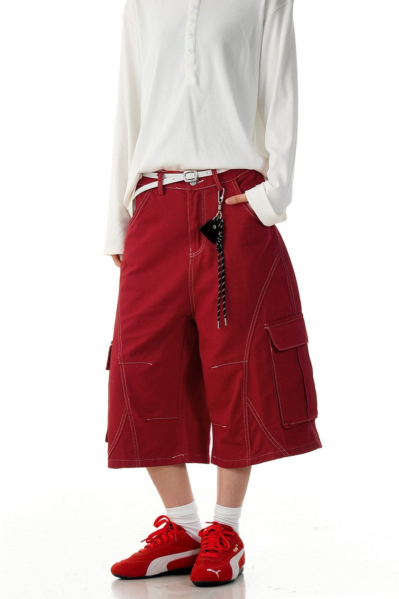 Red Stitch Cargo Shorts