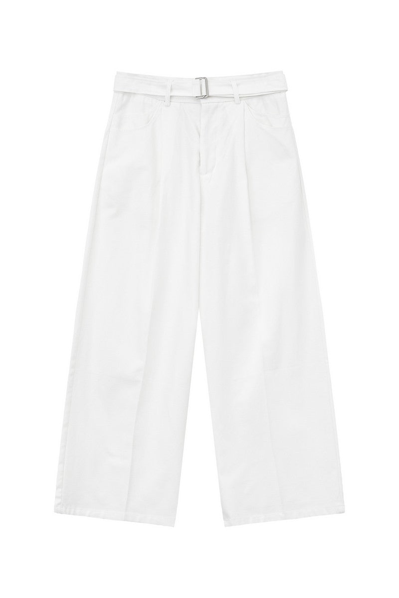 Detachable Belt Wide Leg Trousers