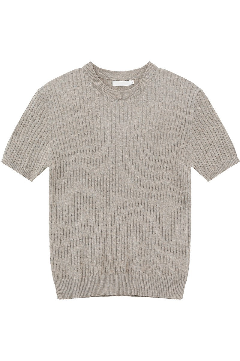 Cable Rib Knit Wool Tee