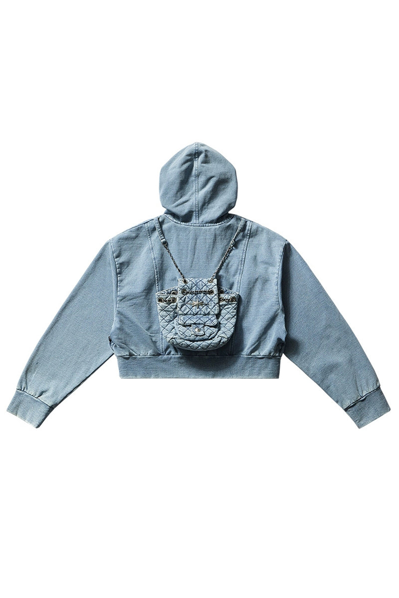 Vintage Washed Denim Hooded Jacket