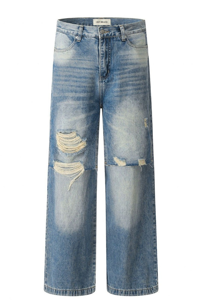 Distressed Patchwork Denim Pants