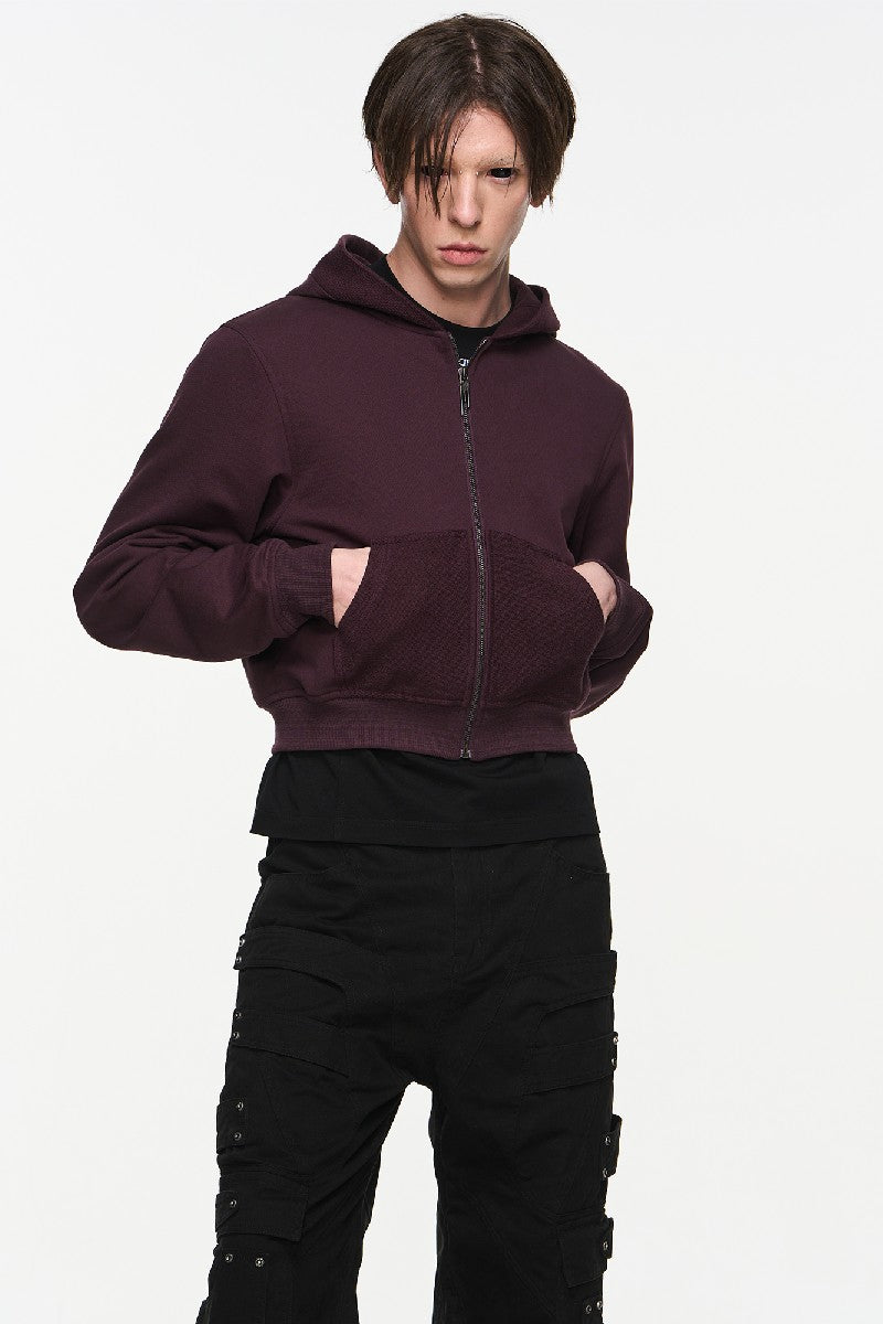 Basic Logo Patch Hoodie Crop Sweatshirt