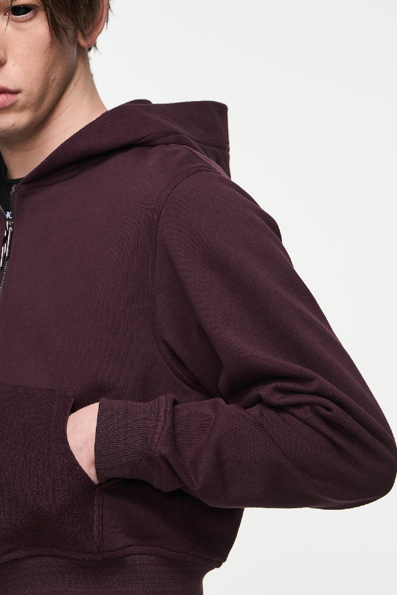 Basic Logo Patch Hoodie Crop Sweatshirt