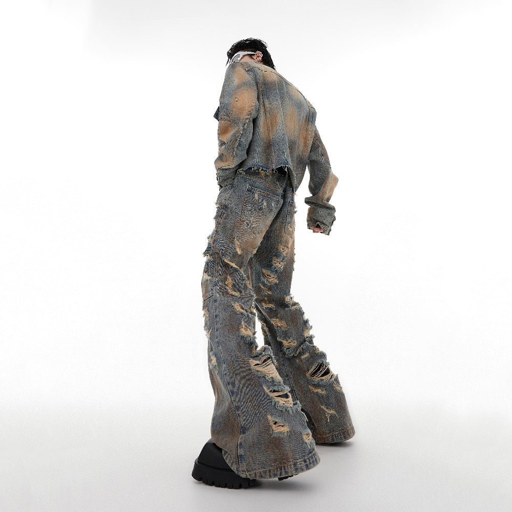 Destroyed Old Washed Denim Jacket