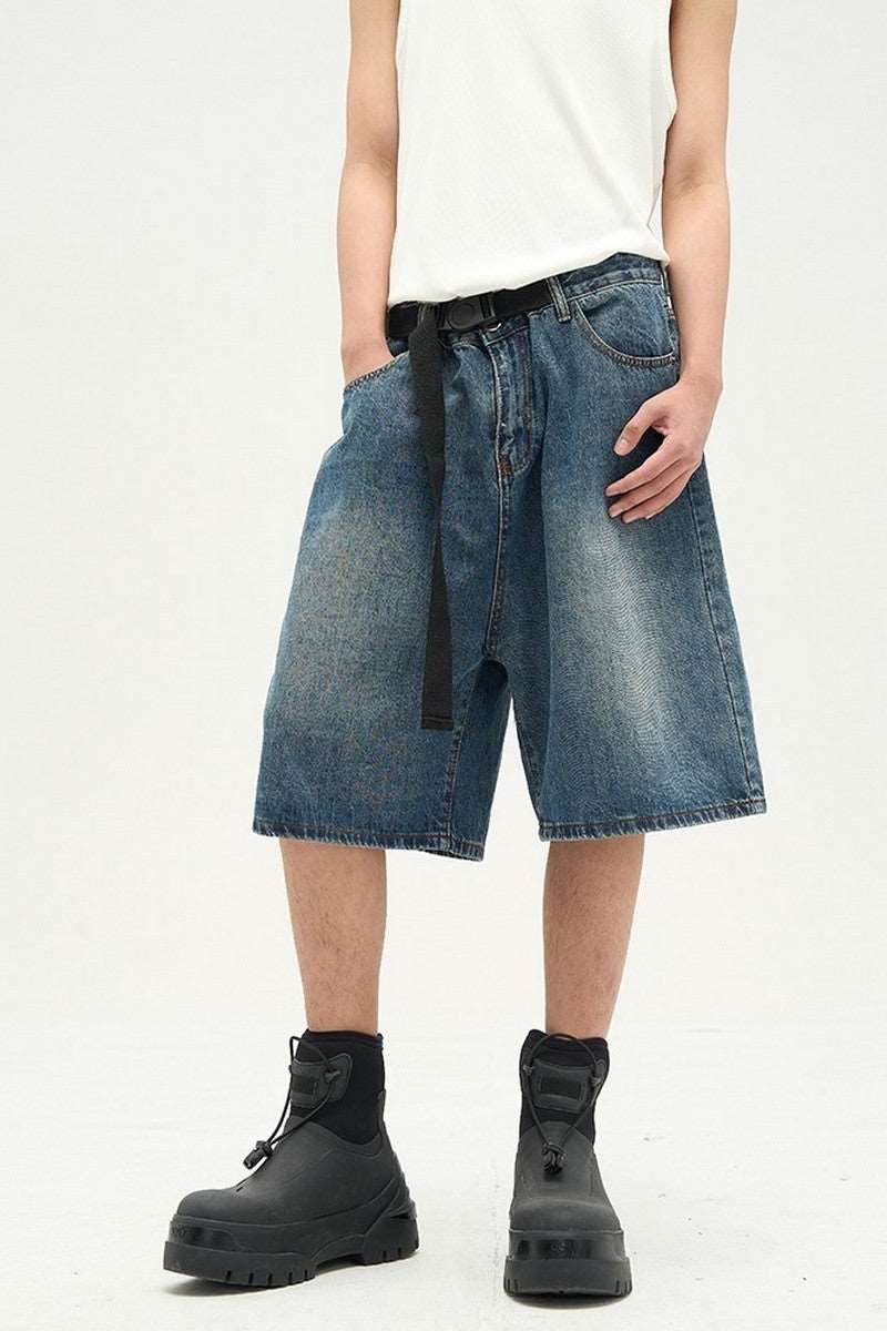 Belt Oversized Jeans Shorts