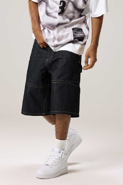 Raw Denim Straight Leg Shorts