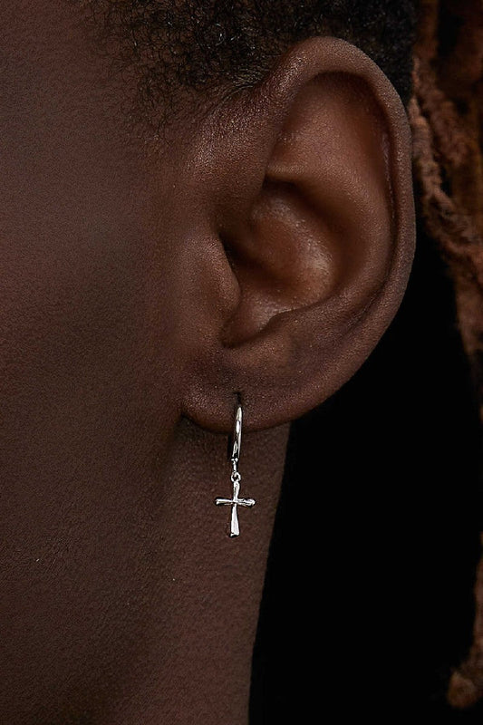 Minimal Cross Hoop Earrings