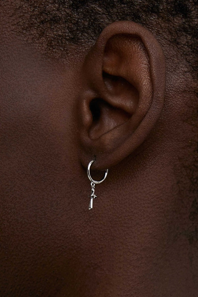 Minimal Cross Hoop Earrings