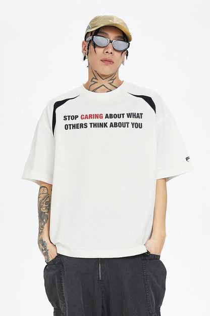 Basic Slogan Print Couple Tee