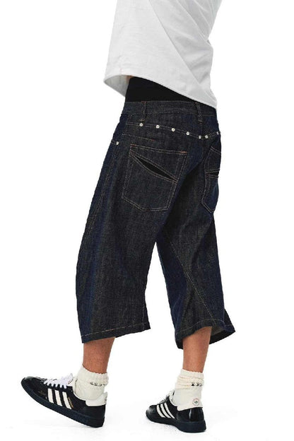 Studded Raw Denim Short Jeans