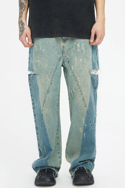 Side Patched Distressed Jeans