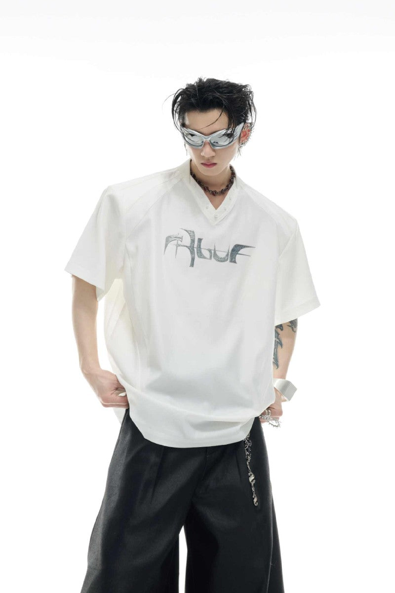 Iridescent Deconstructed V-Neck Tee