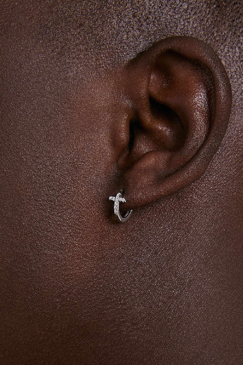 Cross Diamond Stud Earrings