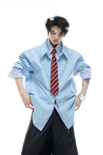 Striped Colorblock Layered Shirt