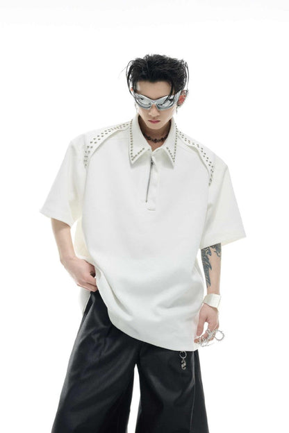 Metal Trim Studded Polo
