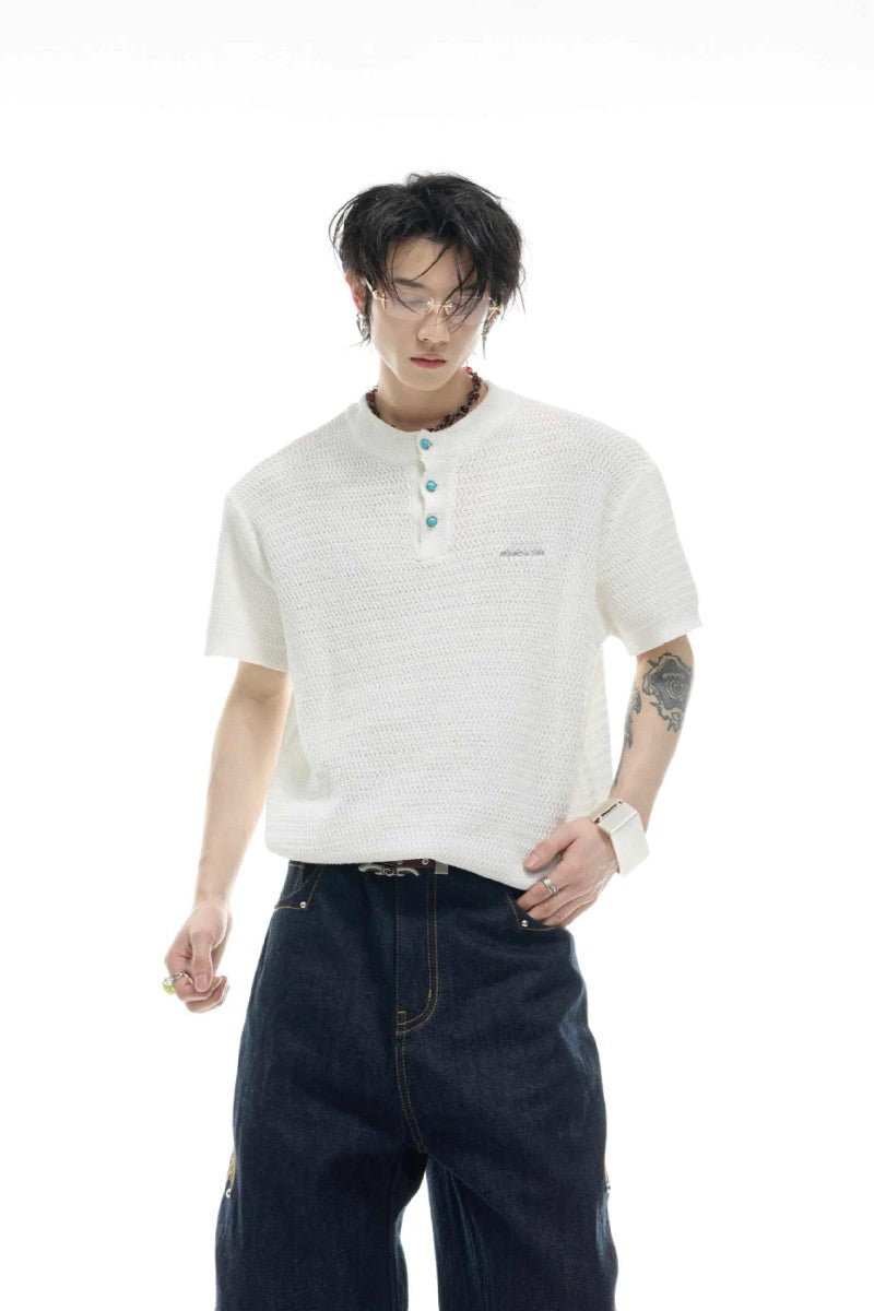 Textured Knit Mesh Tee