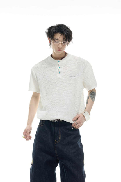 Textured Knit Mesh Tee