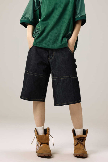 Raw Denim Straight Leg Shorts