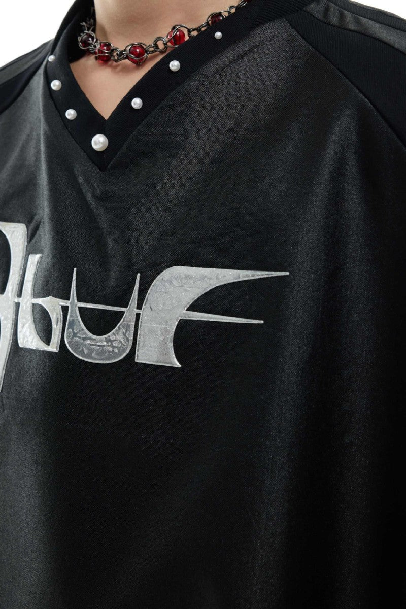 Iridescent Deconstructed V-Neck Tee