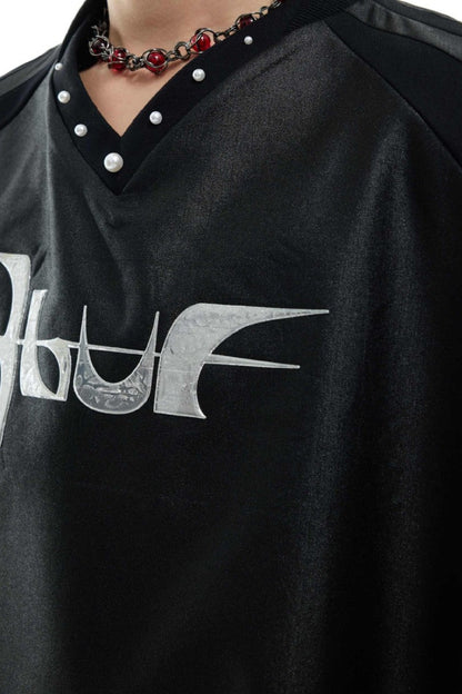 Iridescent Deconstructed V-Neck Tee