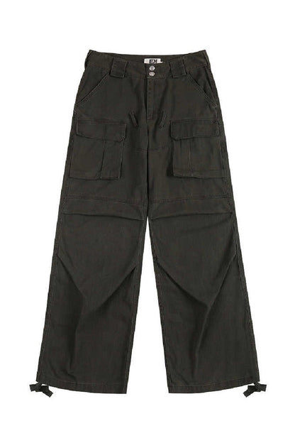 Washed Structured Cargo Pants