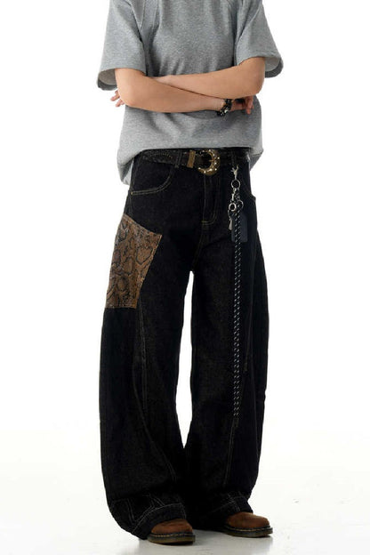 Black Blade Snake Pocket Jeans