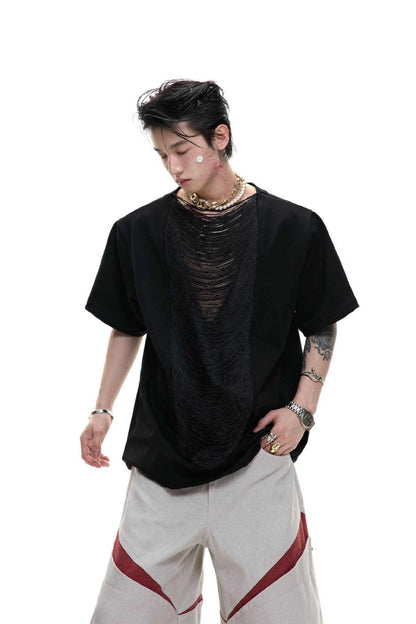 Cutout V-Neck Boxy Tee