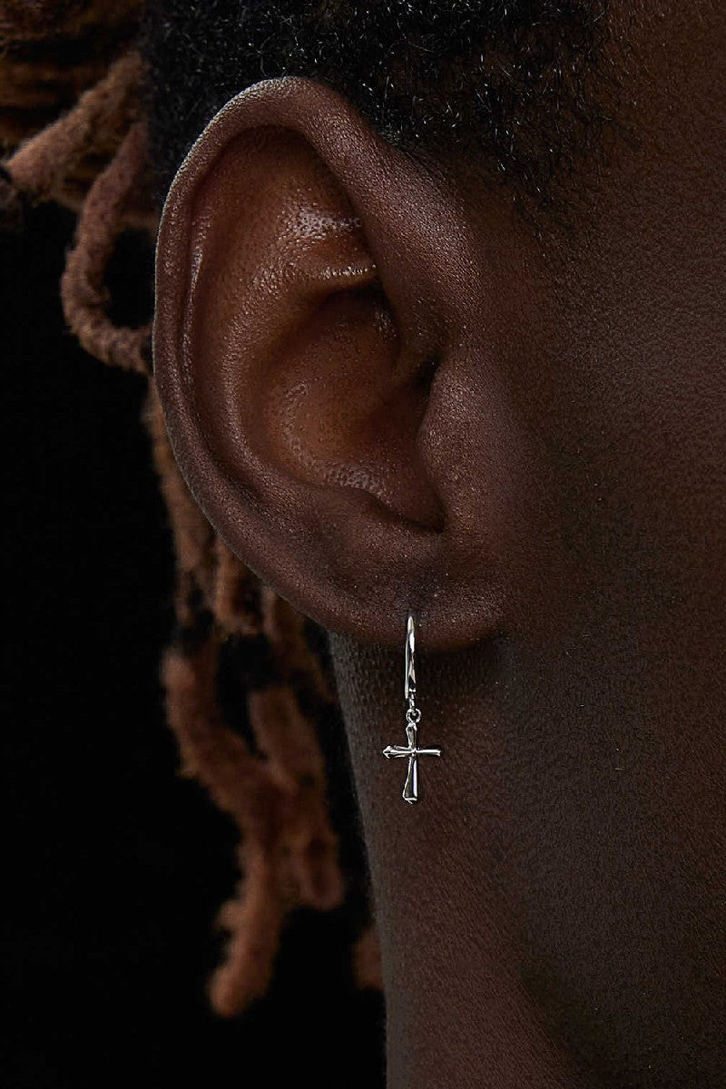 Minimal Cross Hoop Earrings