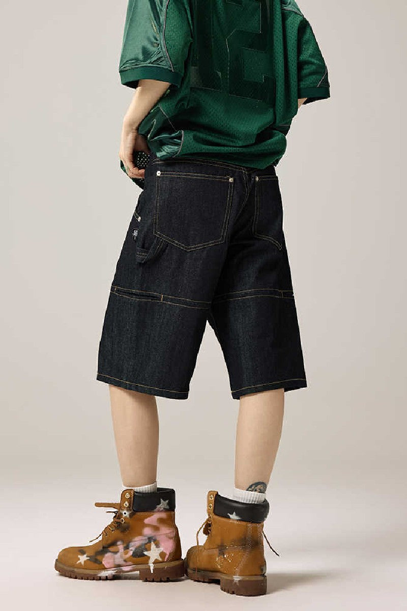 Raw Denim Straight Leg Shorts